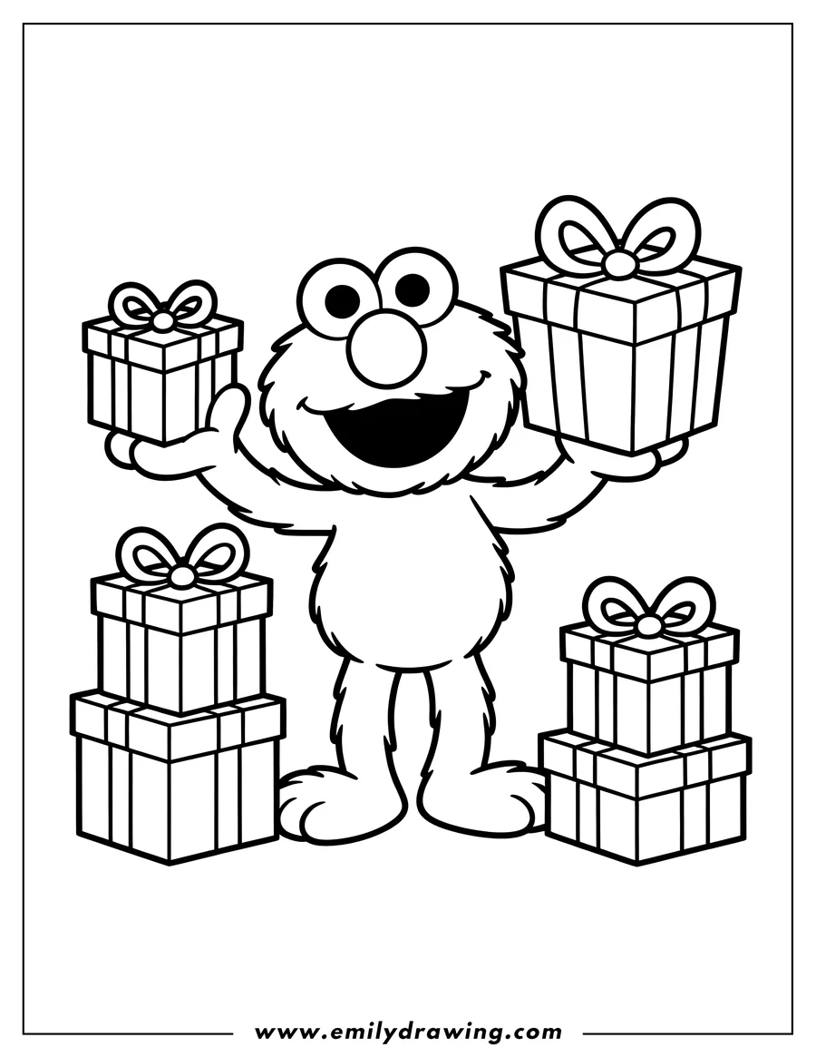 Doodle style coloring picture of furry Monster