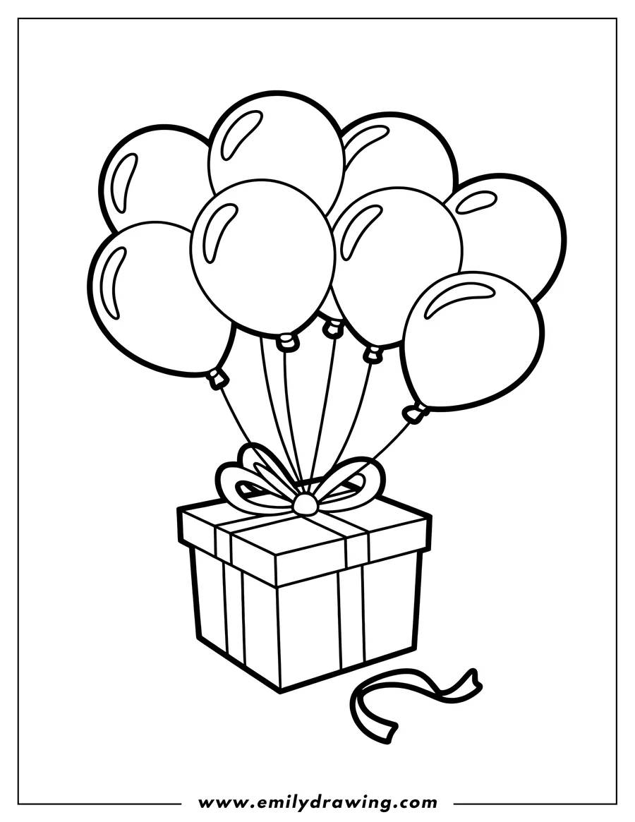 Downloadable coloring page of gift Box