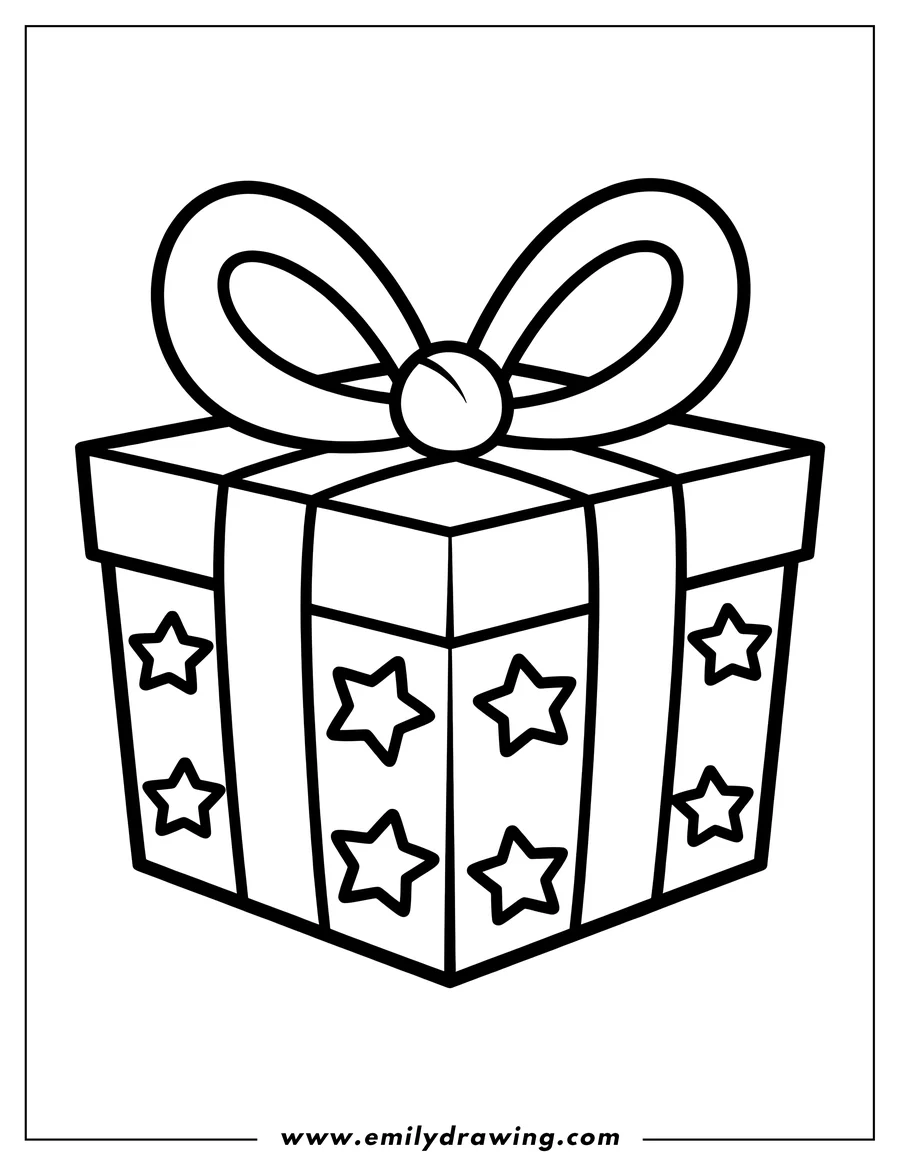 Doodle style coloring picture of gift Box