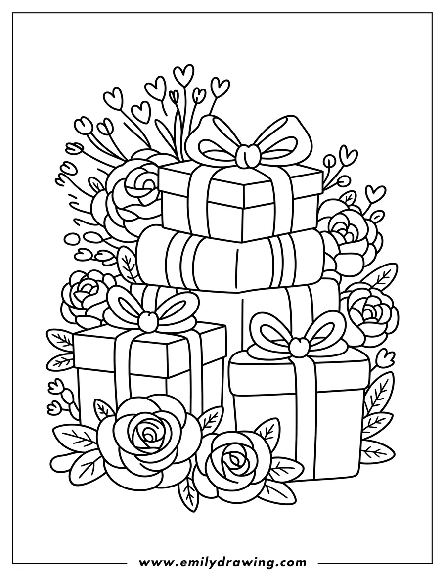 Vector style outline of gift Boxes