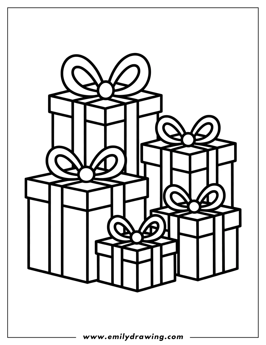 Printable line art of gift Boxes