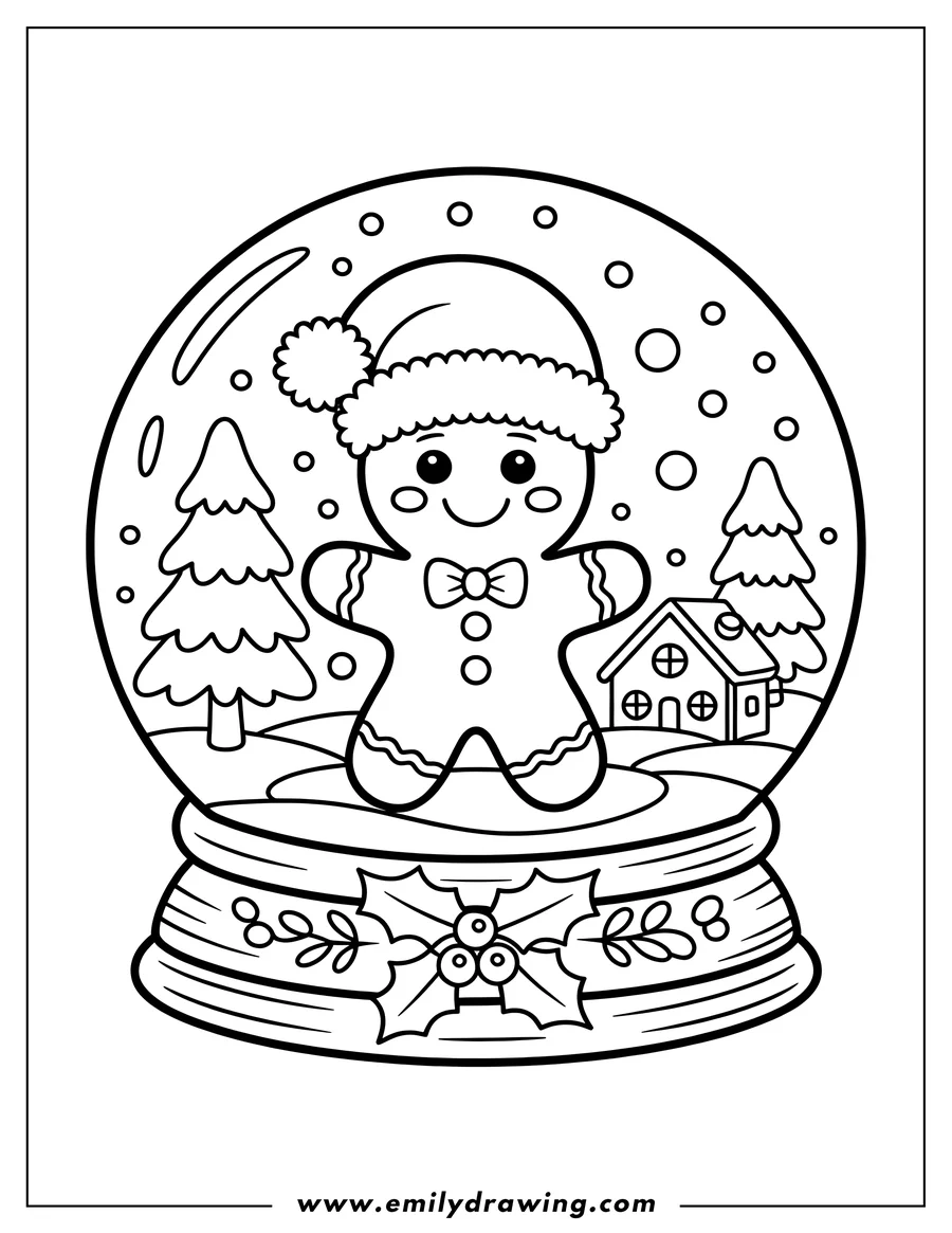 Full page coloring image of gingerbread Man