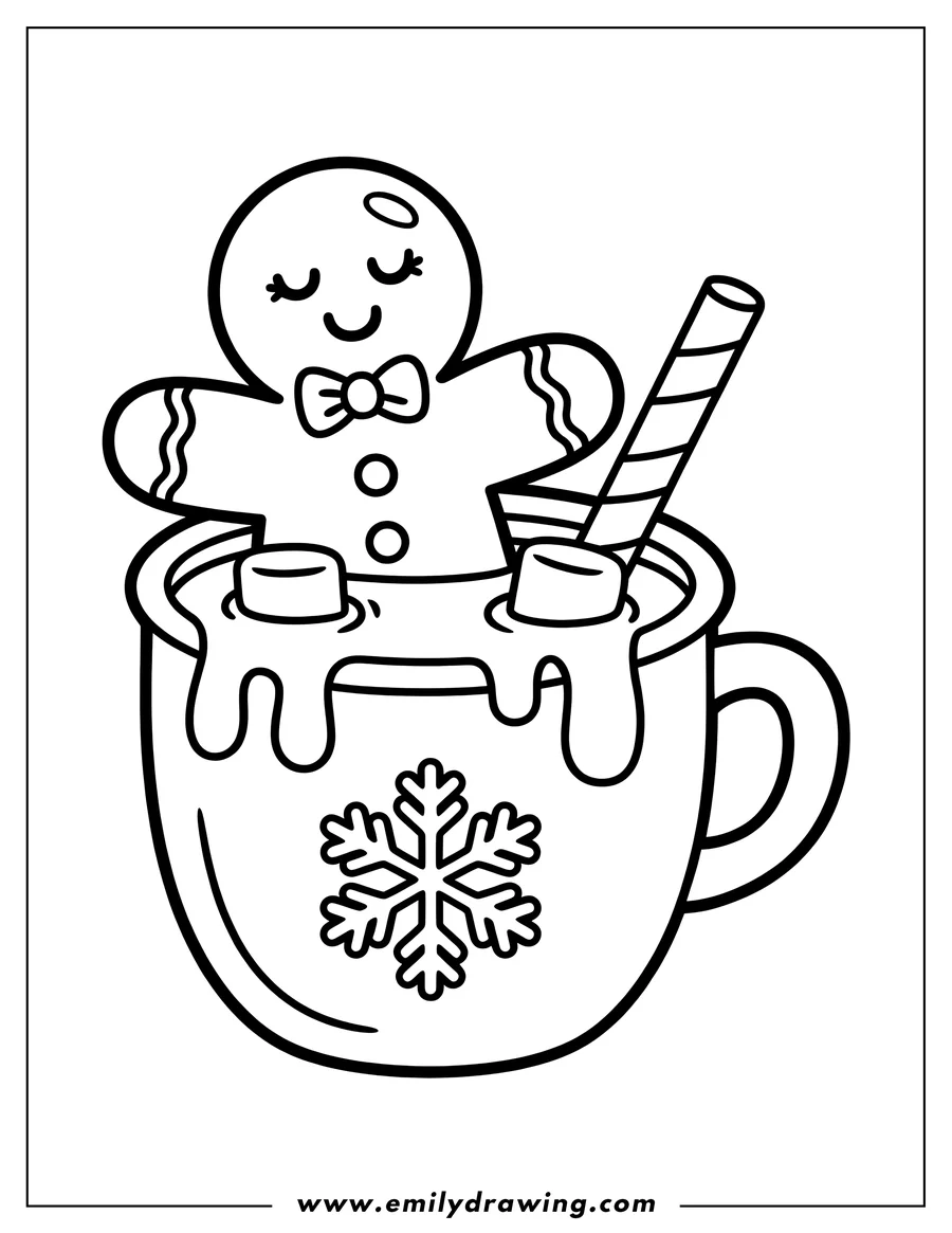 Simple sketch of gingerbread Man to color