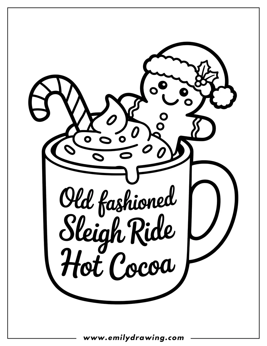 Doodle style coloring picture of gingerbread Man