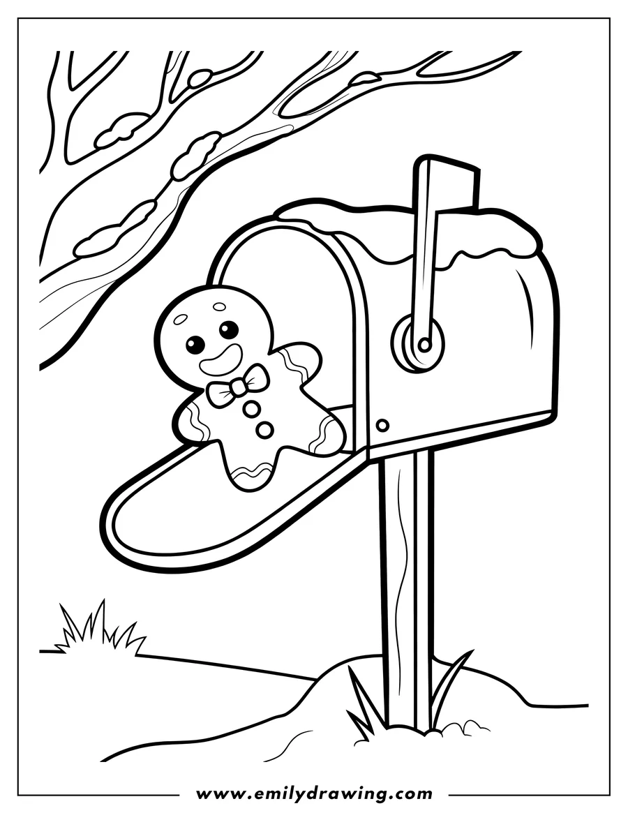 Clean line drawing: gingerbread Man