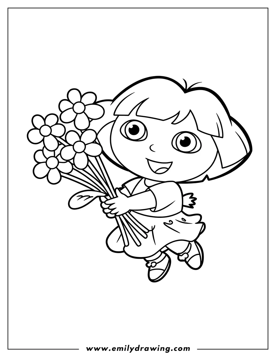 Linear illustration of girl