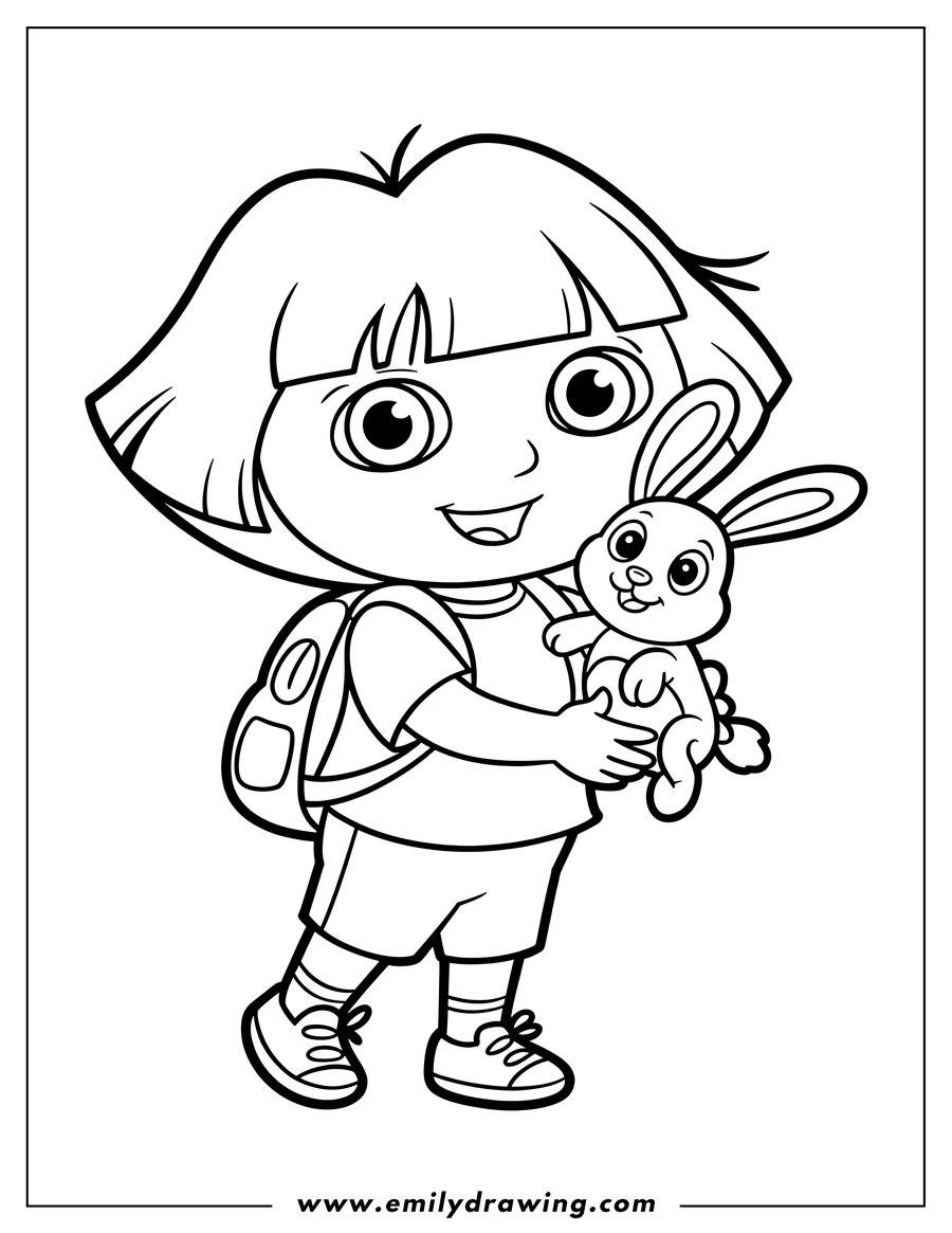 PDF style coloring page: girl