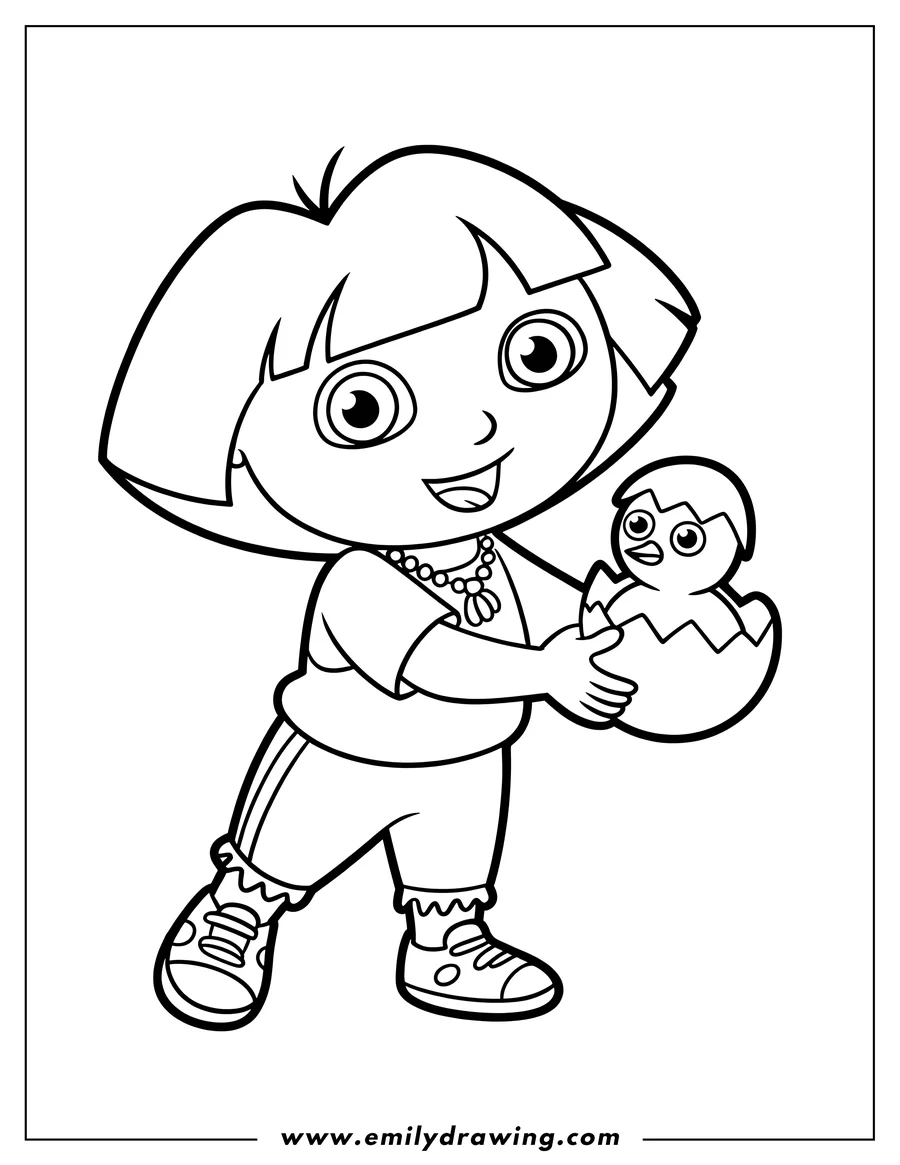 Doodle style coloring picture of girl