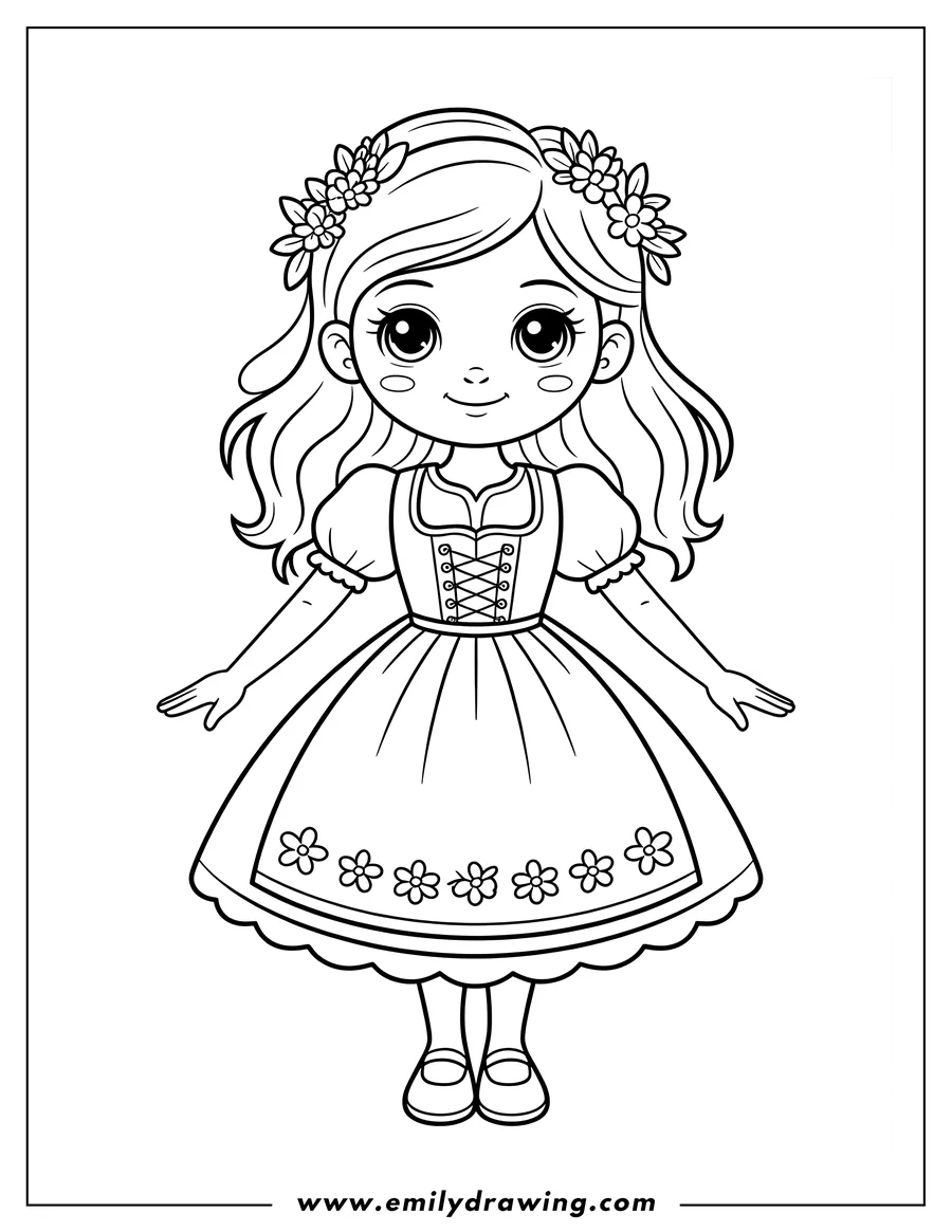 High quality printable girl for coloring