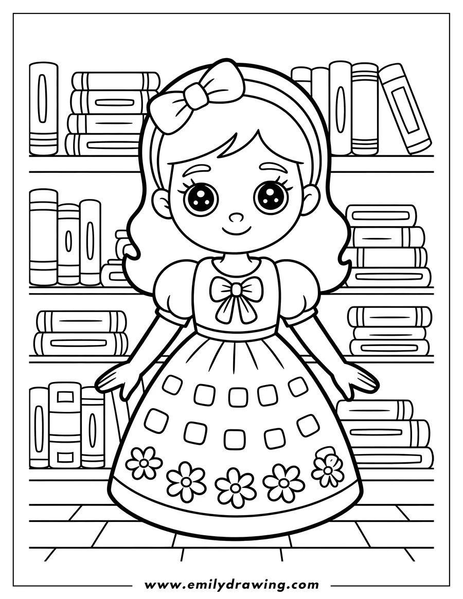 Outline drawing of girl