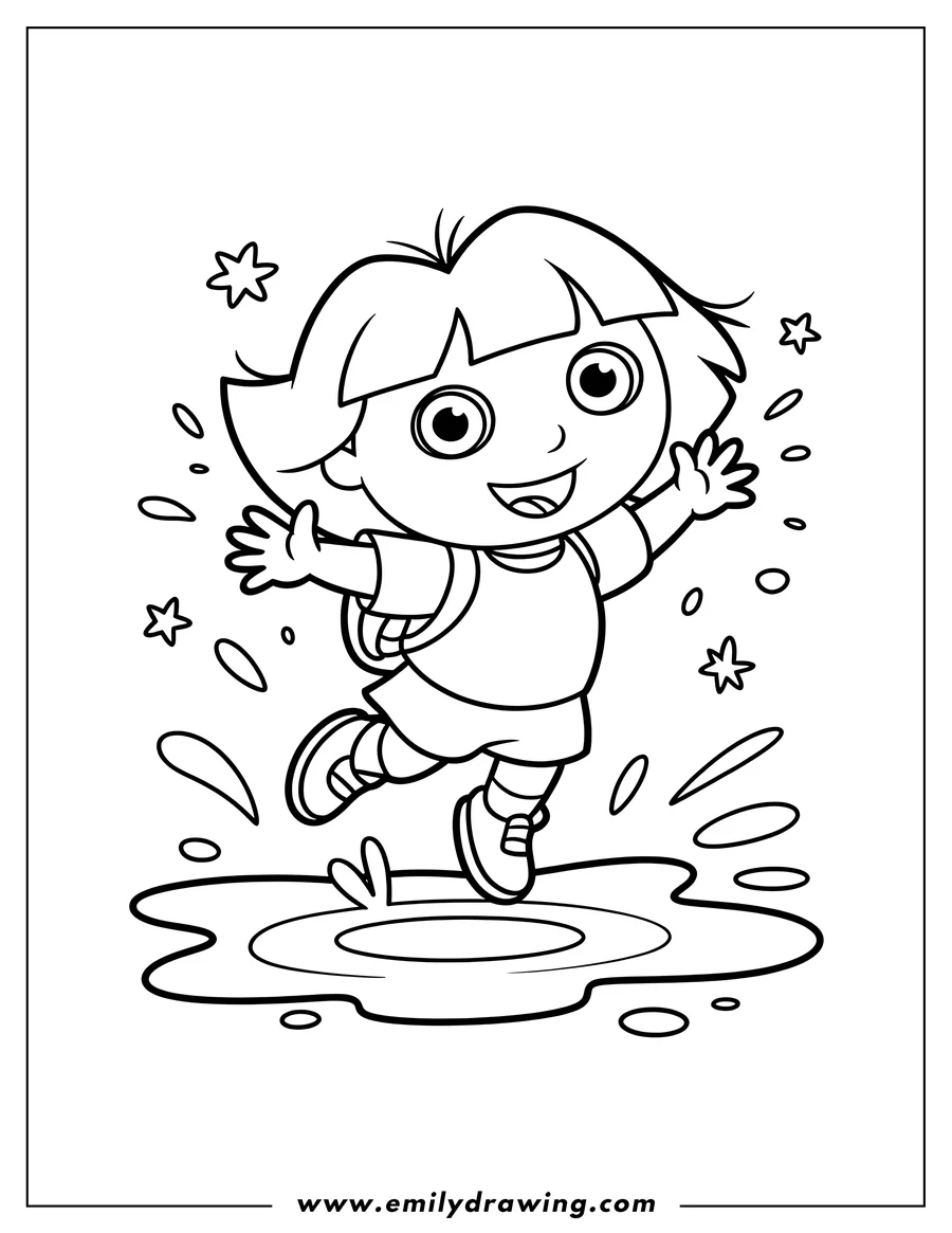 PDF style coloring page: girl