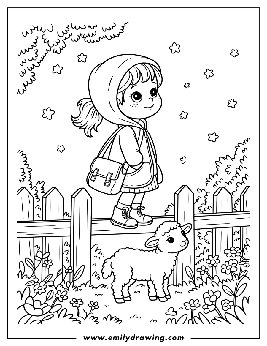 Vector style outline of girl