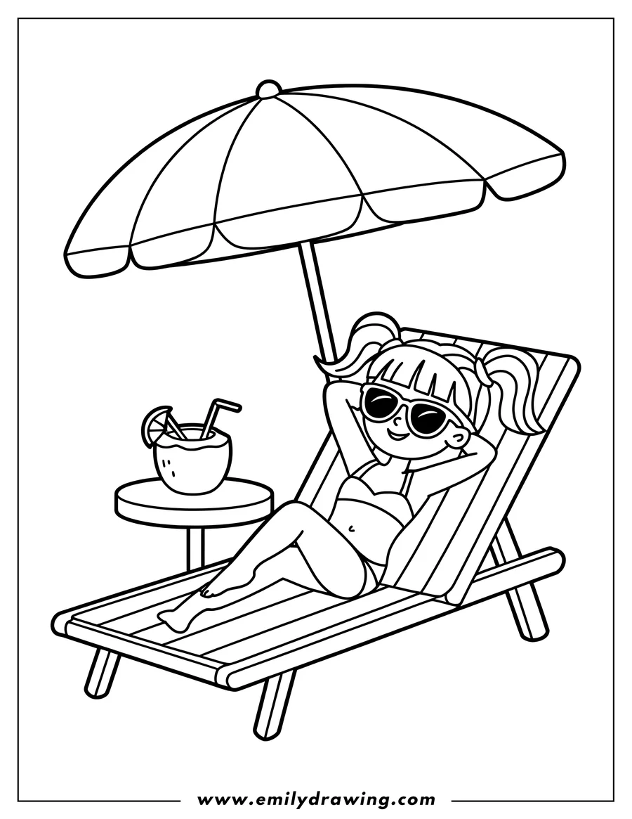 Vector style outline of girl