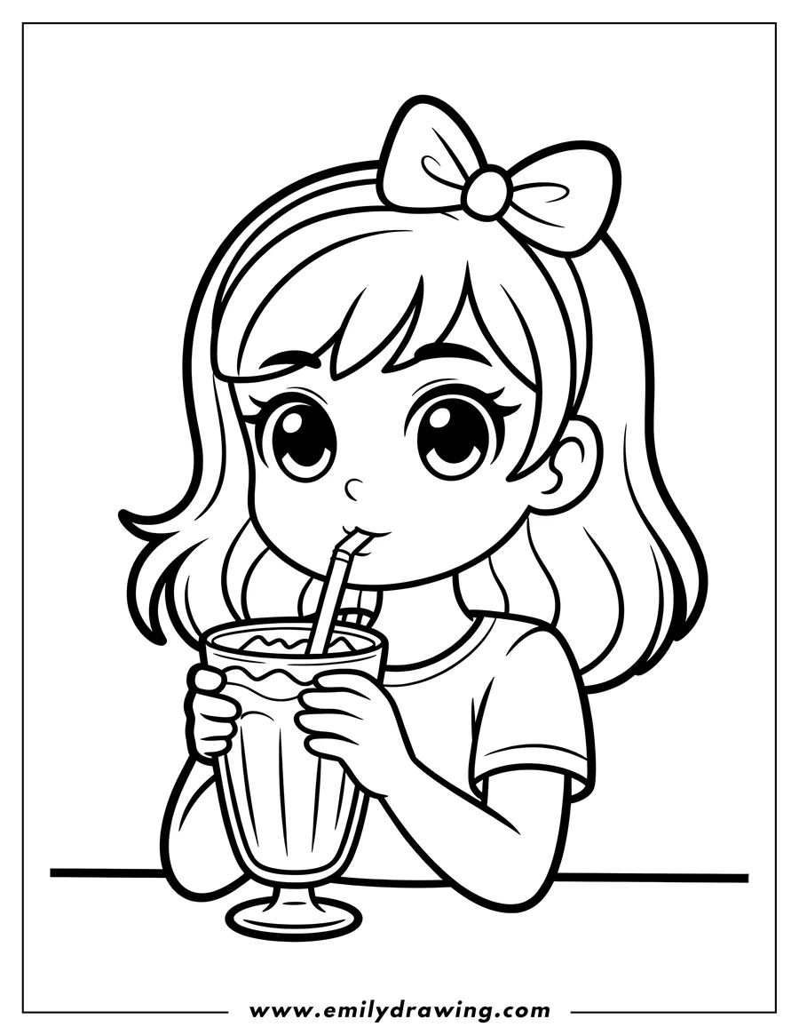 Downloadable coloring page of girl