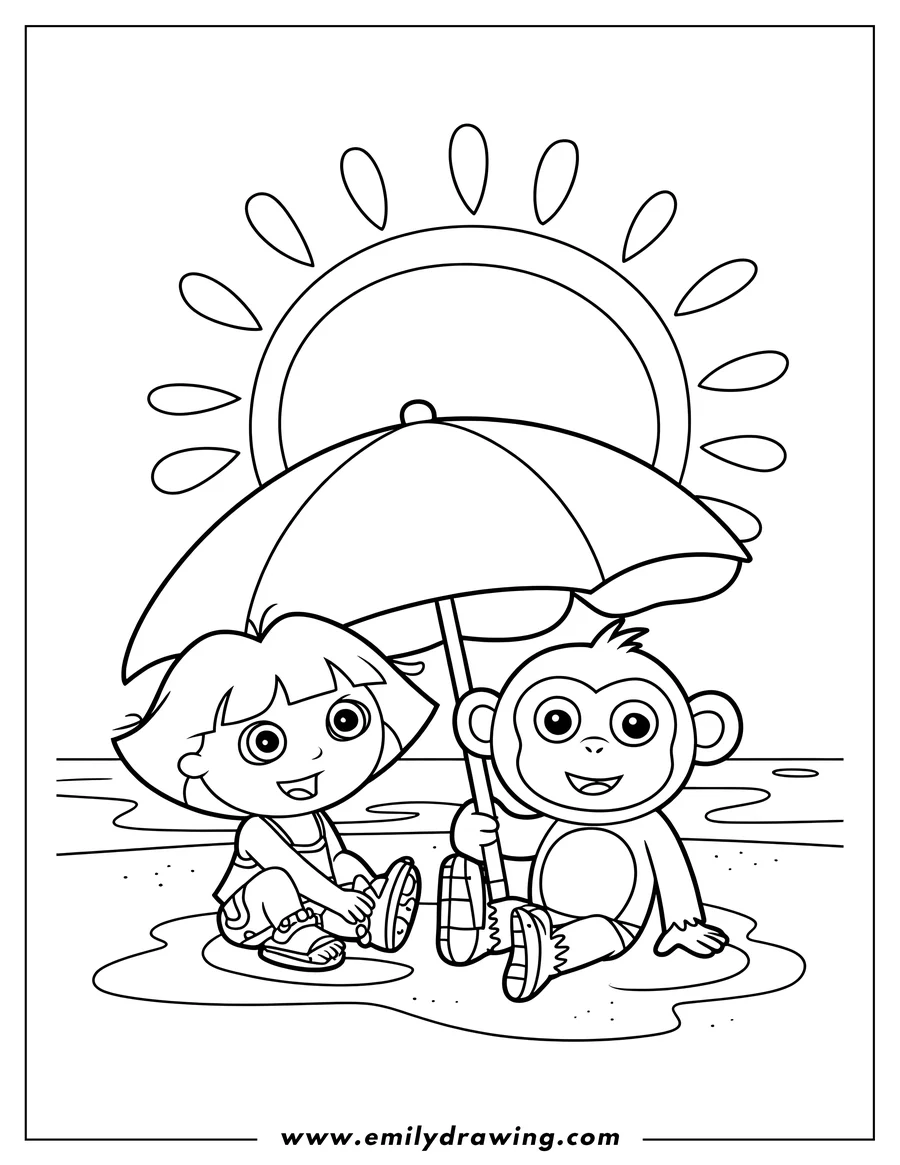 Simple sketch of girl to color