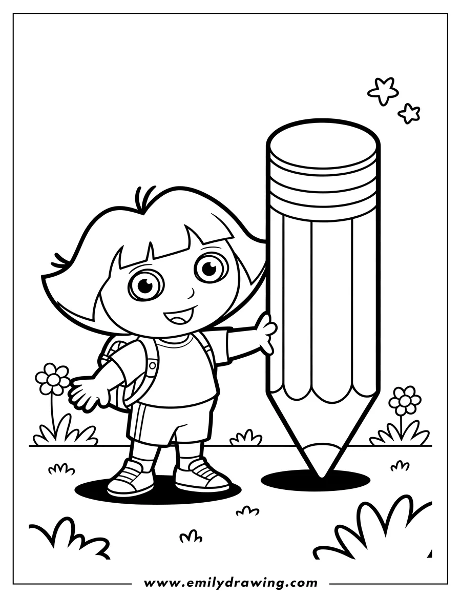 Clean line drawing: girl