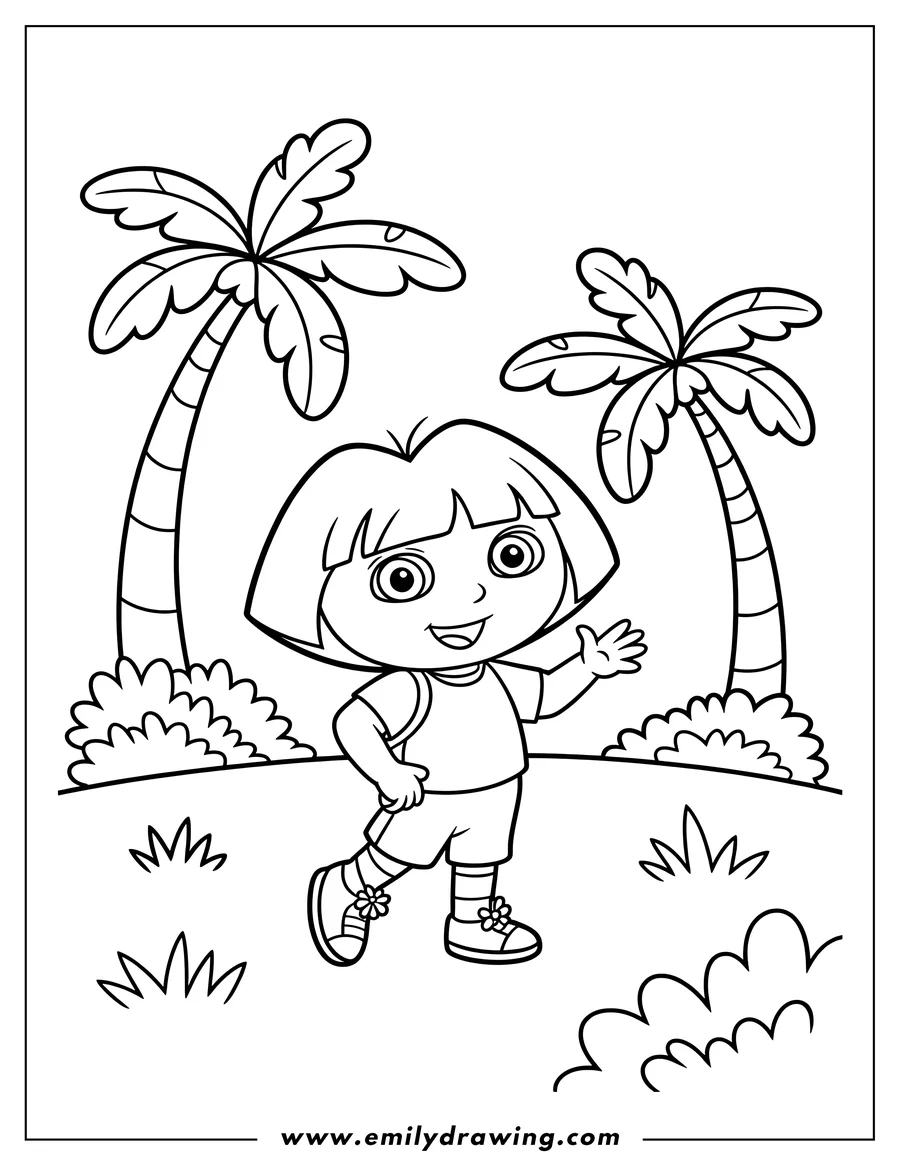 Outline drawing of girl