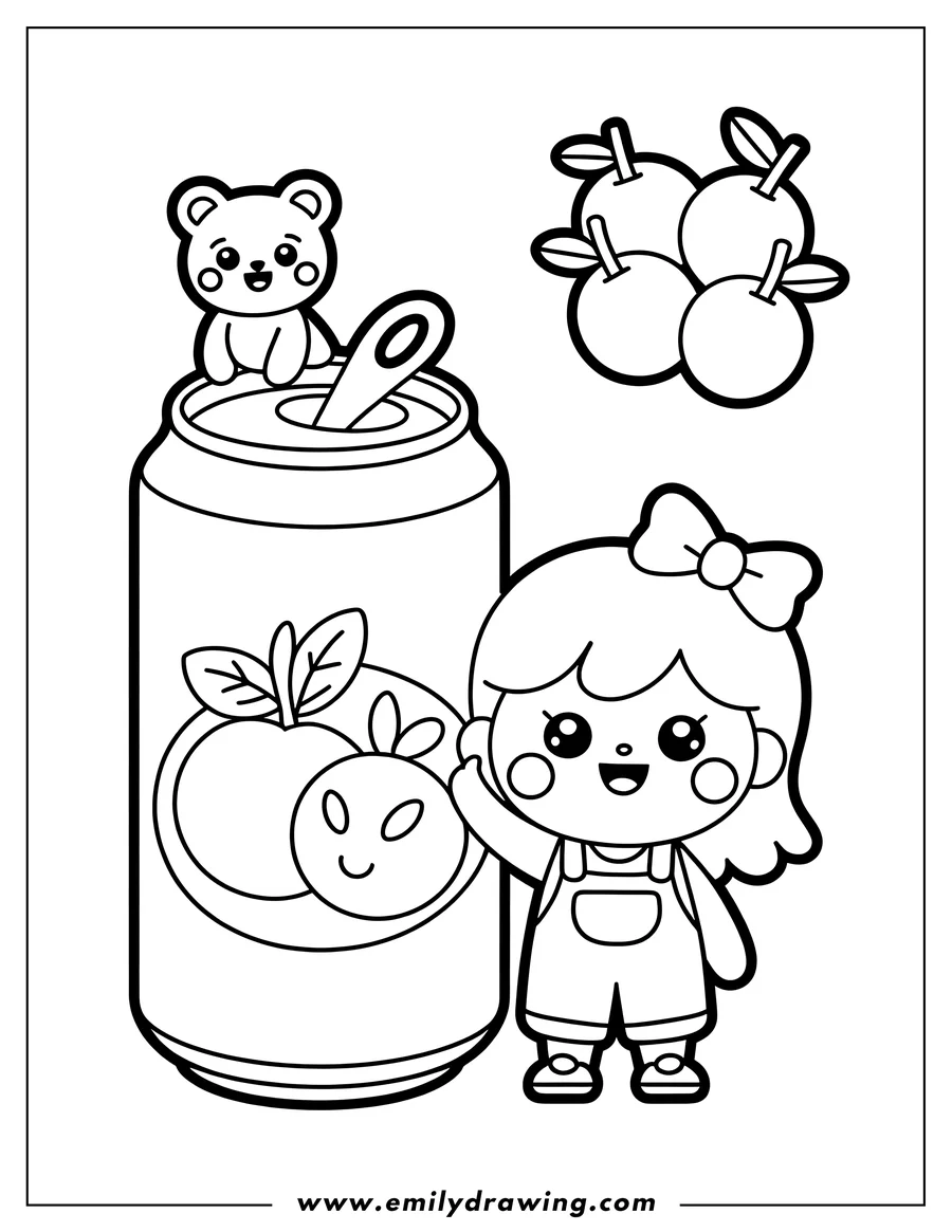 Black and white line art of girl