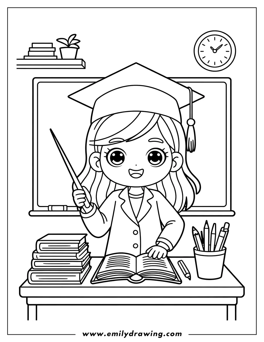 Coloring page for kids: girl