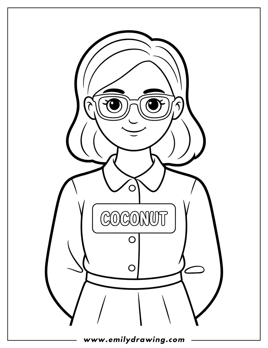 Linear illustration of girl