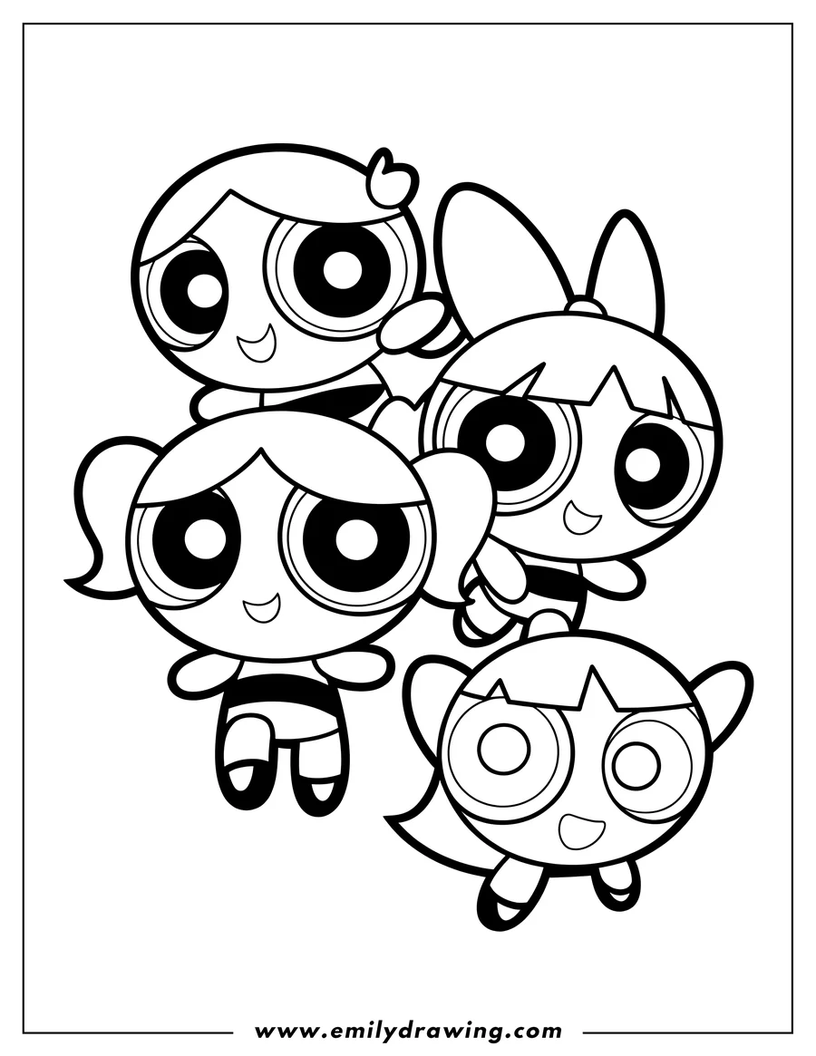 Outline drawing of girl with pigtails