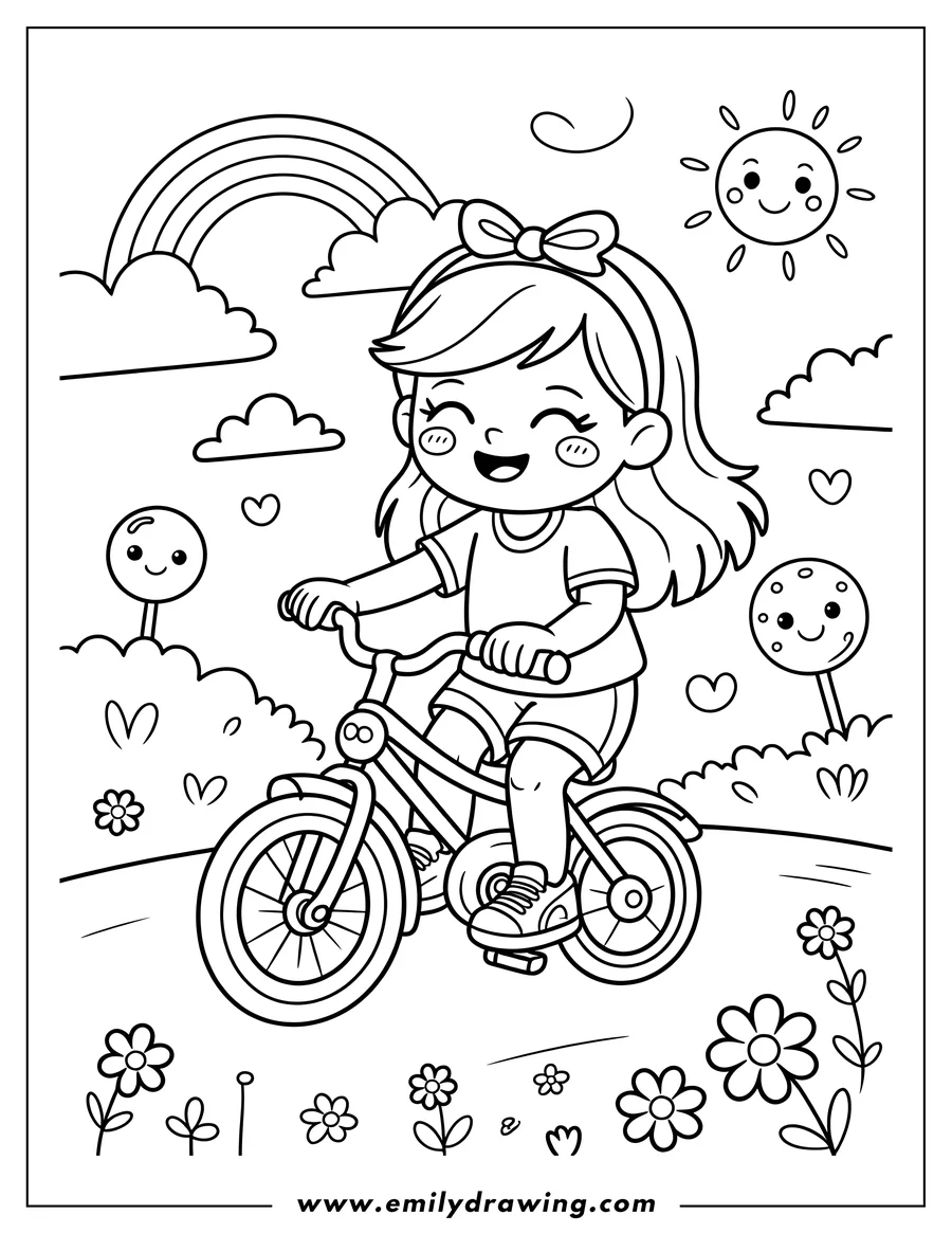 Clean line drawing: girl