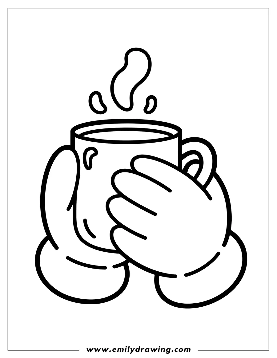 Linear illustration of gloved Hands