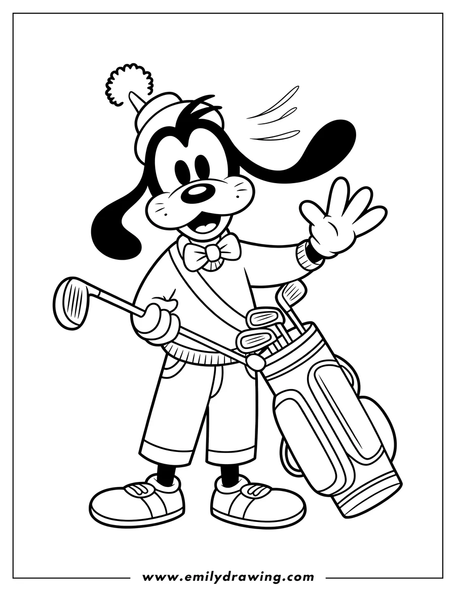 PDF style coloring page: goofy