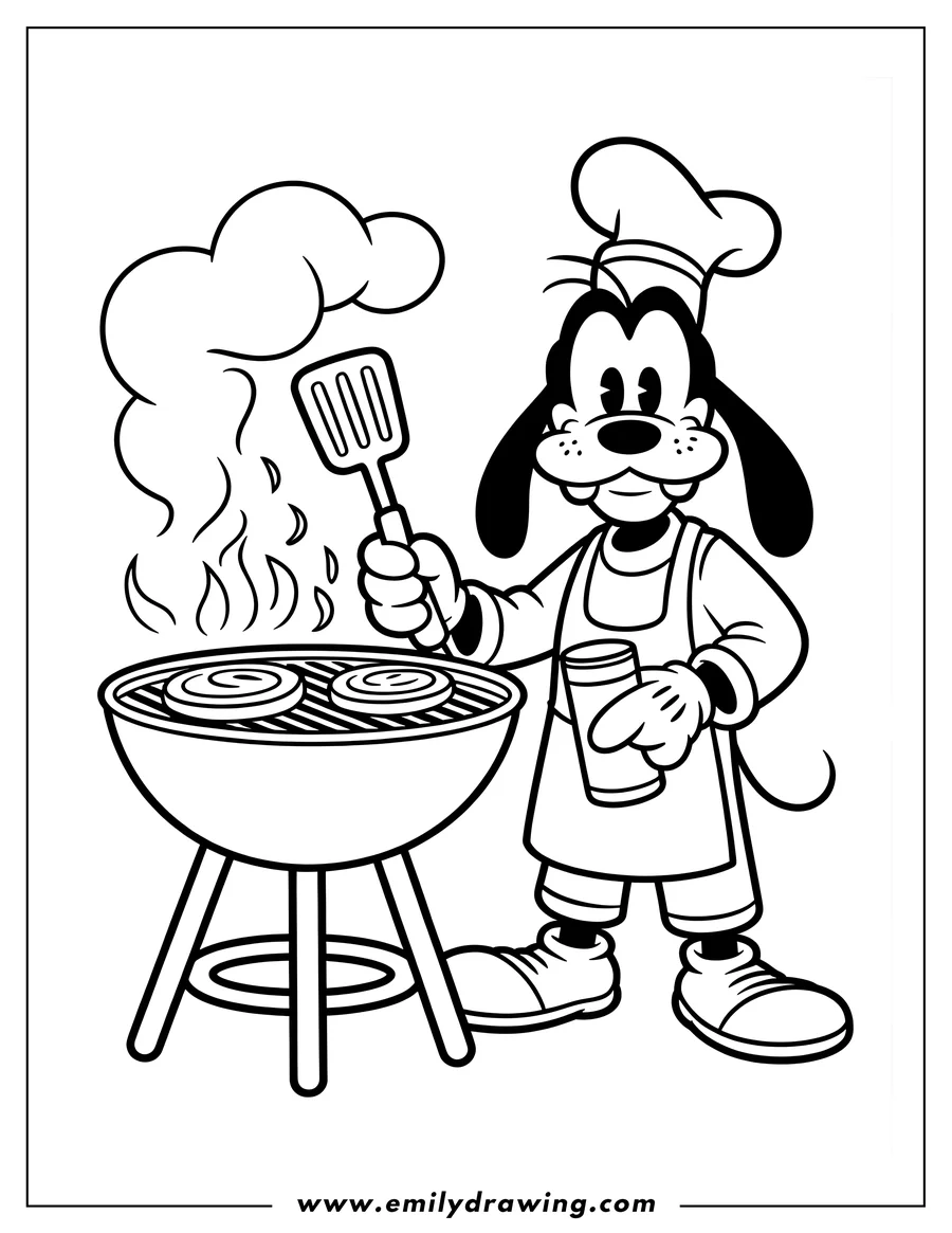 Printable coloring page of goofy