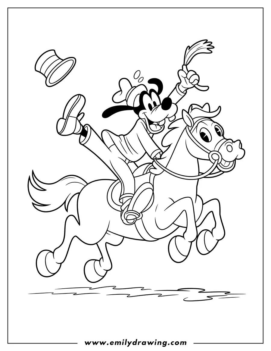Downloadable coloring page of goofy