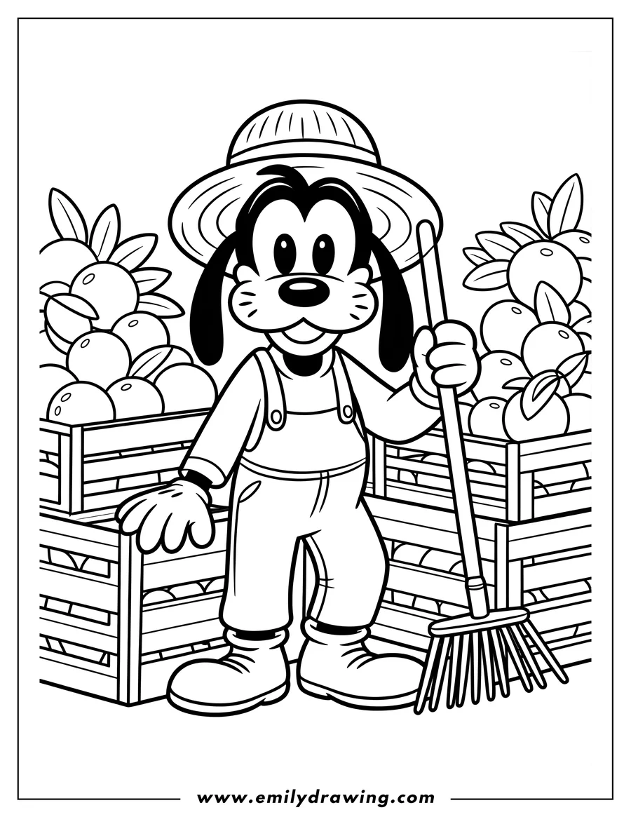 Doodle style coloring picture of goofy