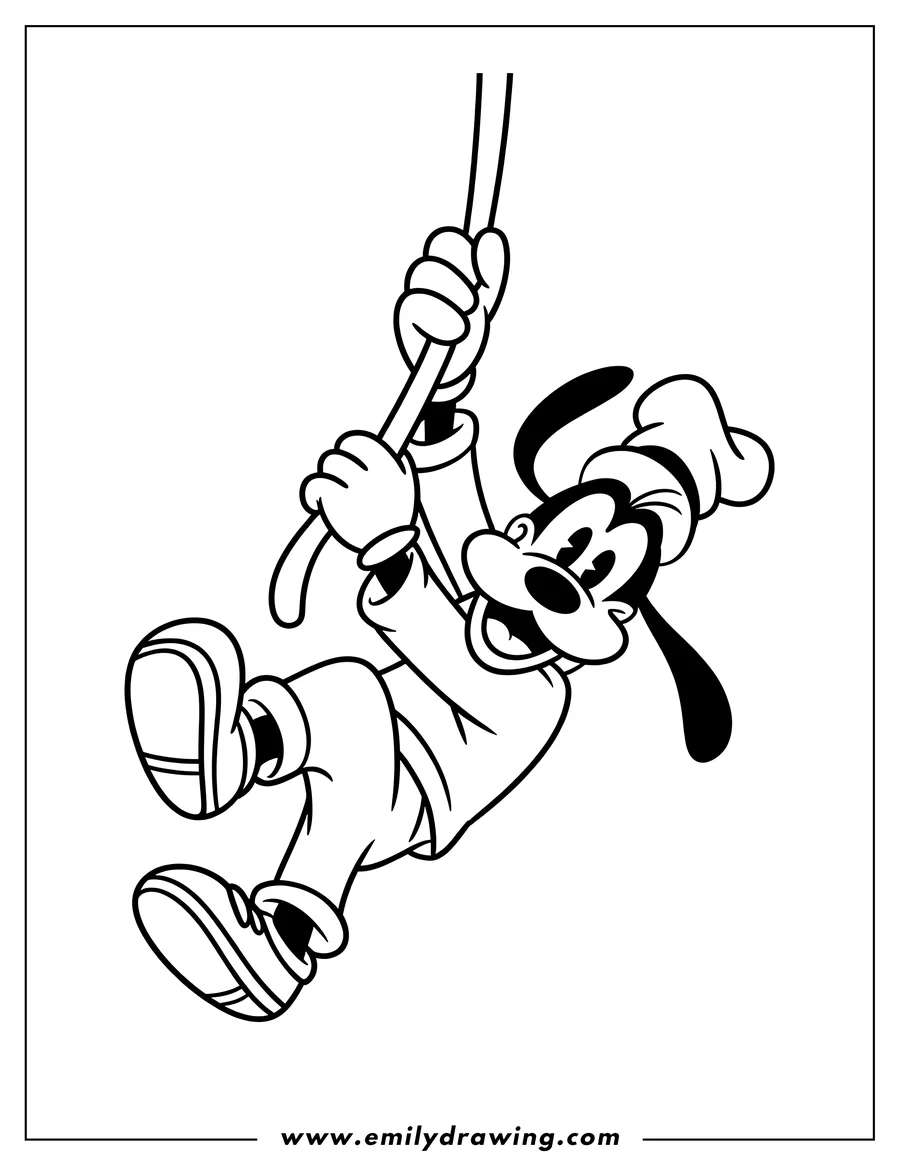 Downloadable coloring page of goofy