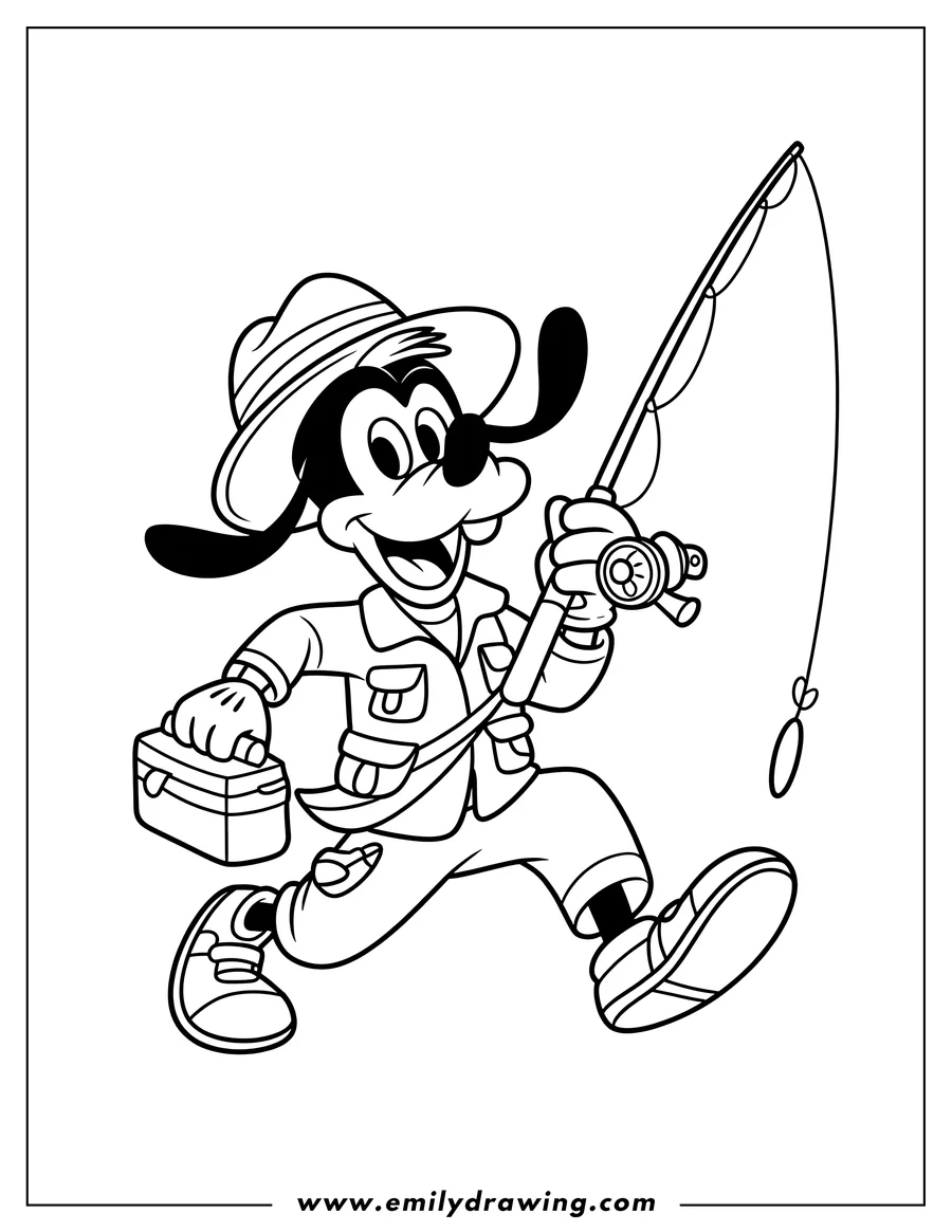 Doodle style coloring picture of goofy