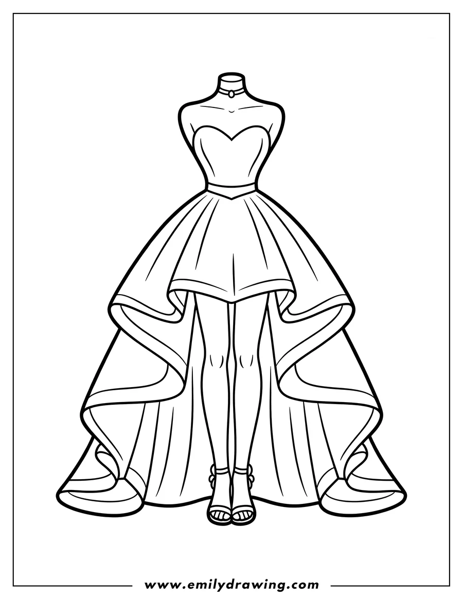 Simple sketch of gown to color