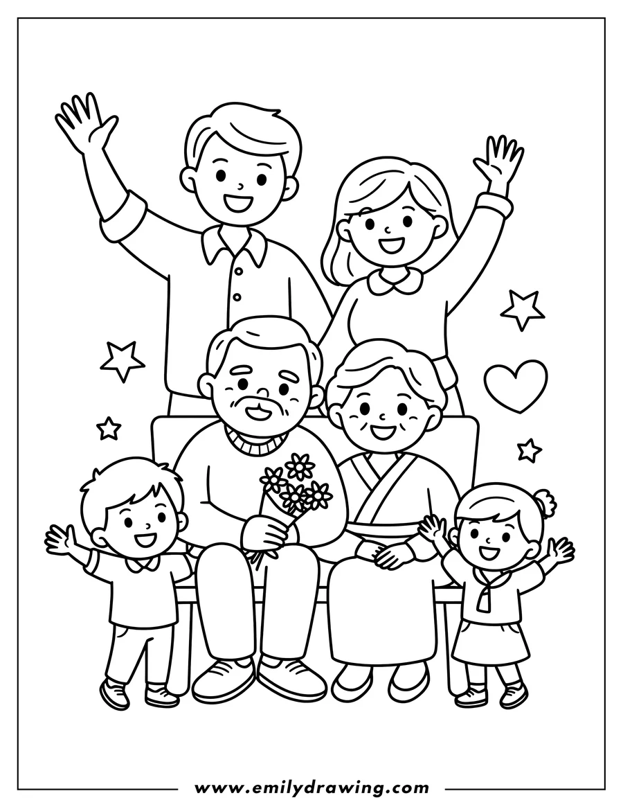 Printable coloring page of grandfather