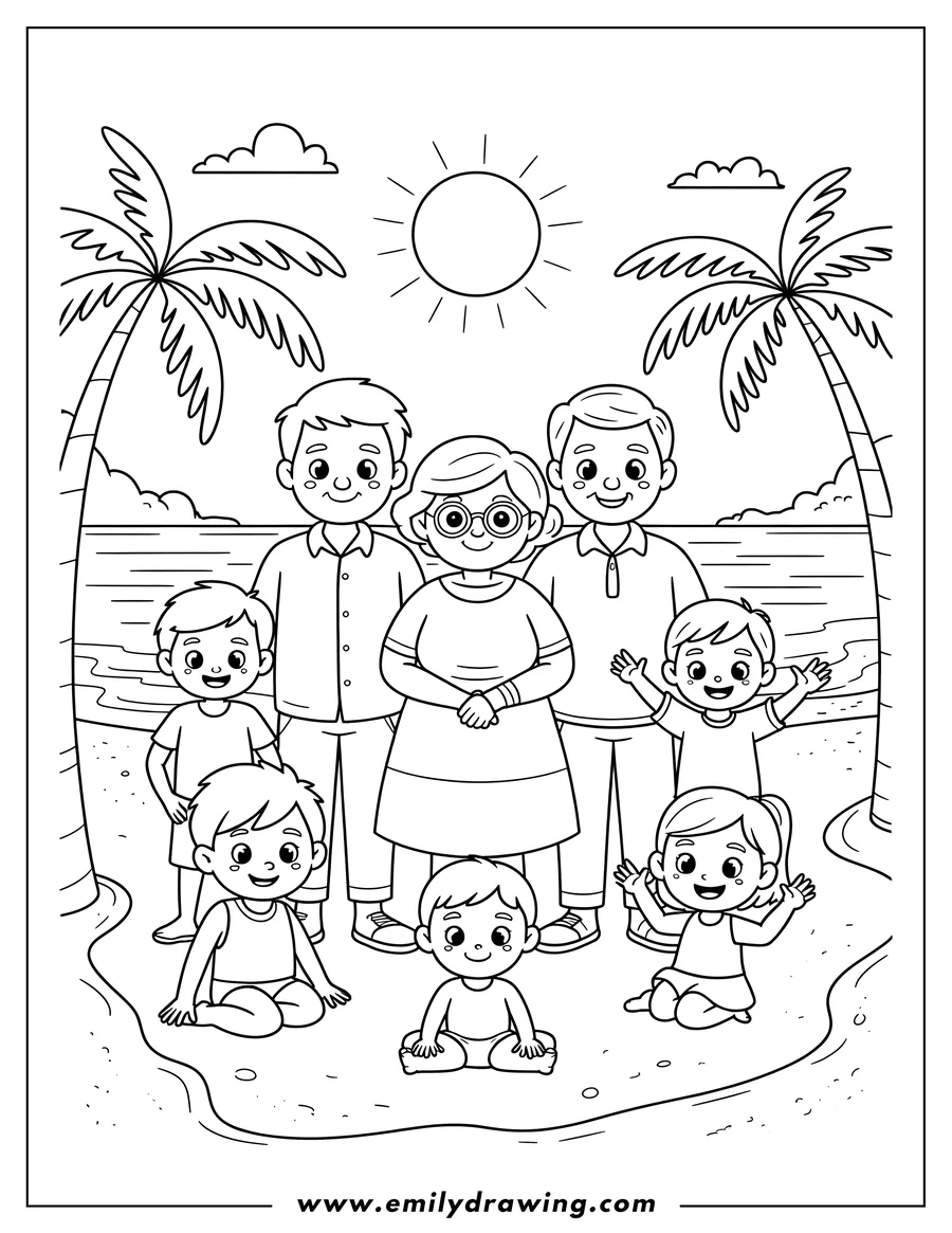 Printable line art of grandmother
