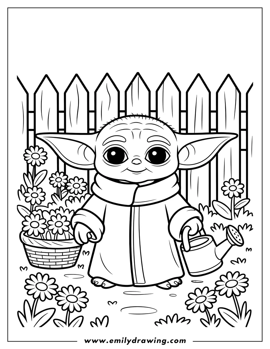 Vector style outline of grogu (Baby Yoda)