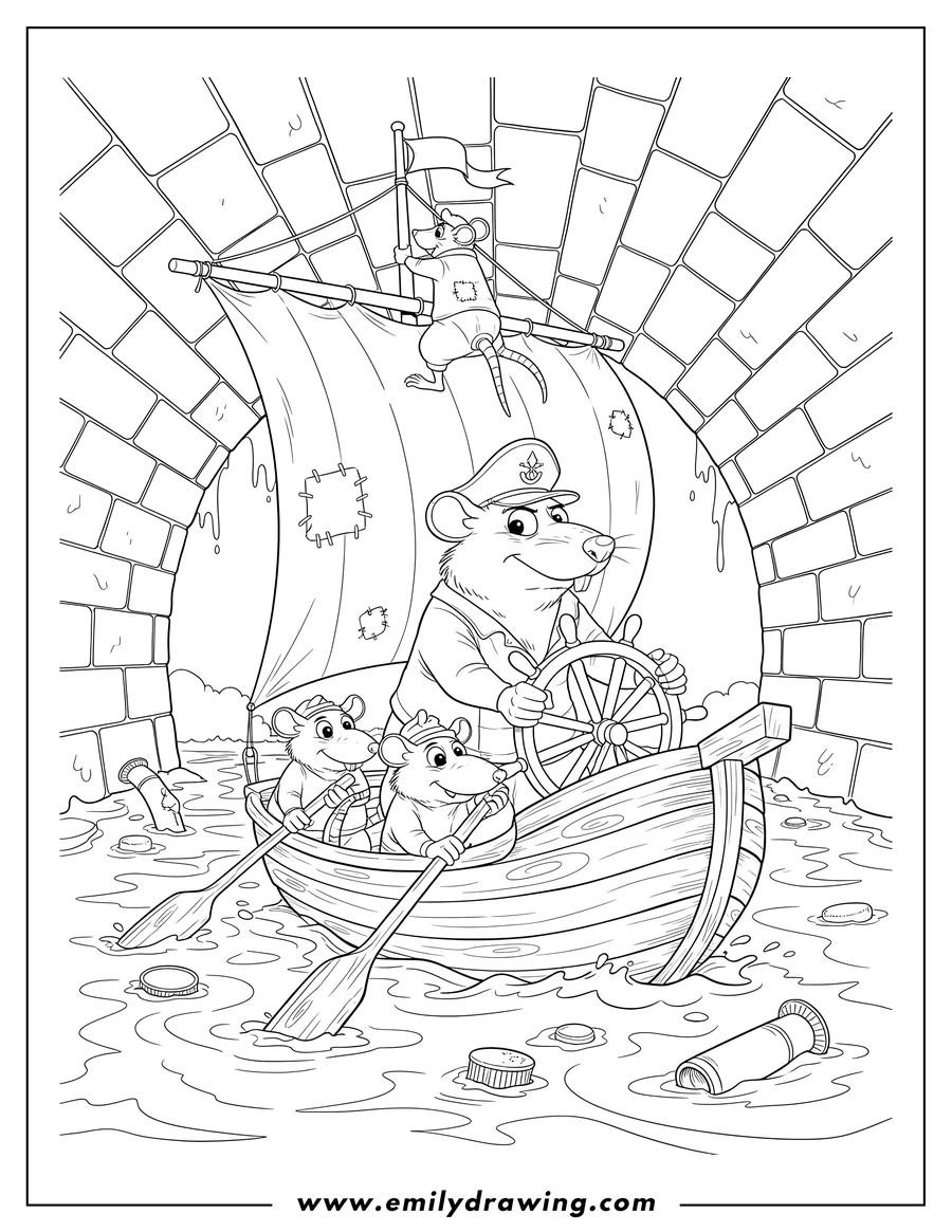 Clean line drawing: rat Captain