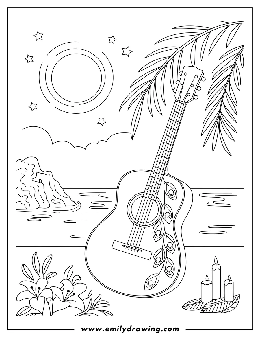 Outline drawing of guitar