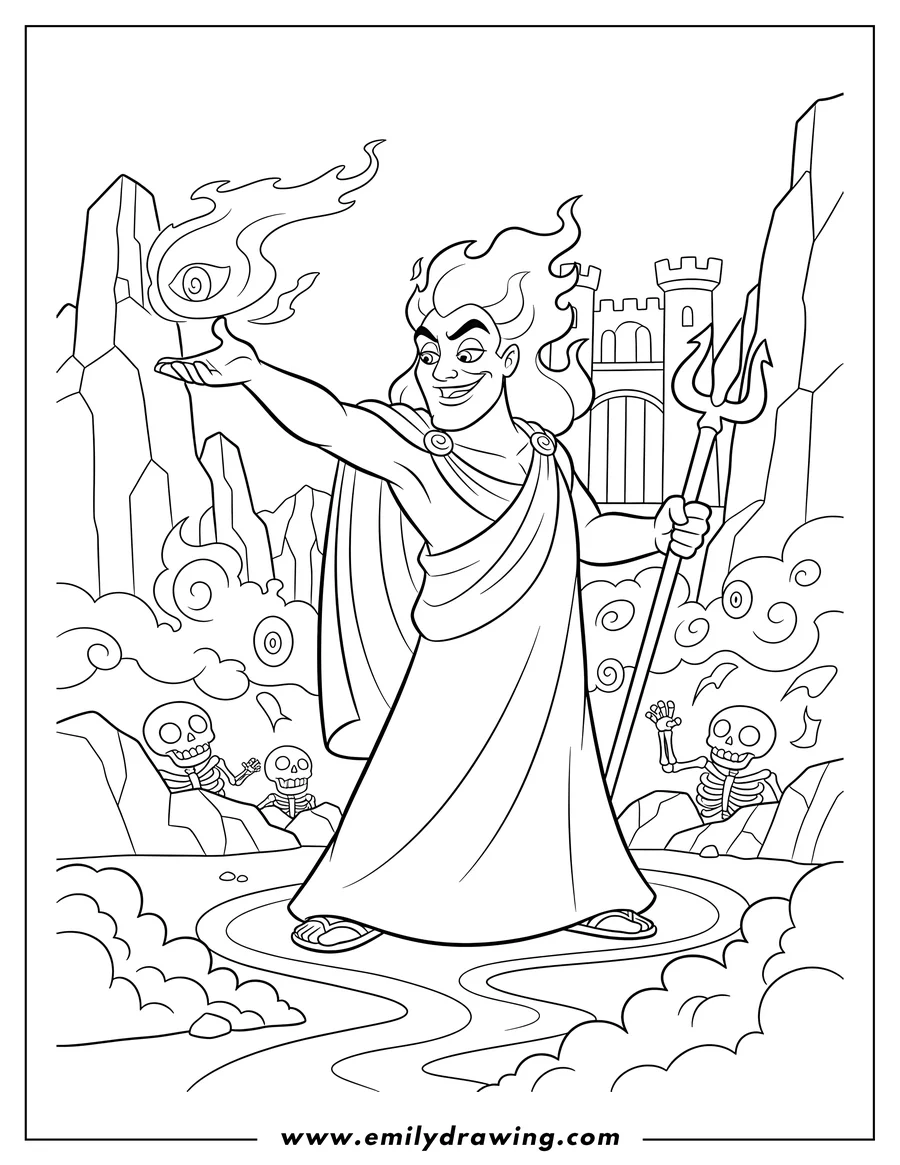 Simple sketch of hades Underworld, Hades gesturing to color
