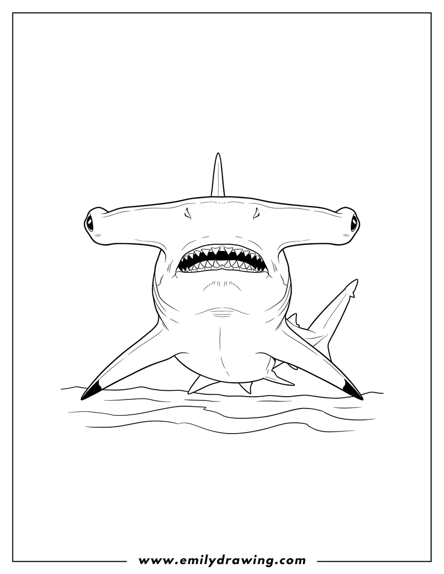 Coloring page of hammerhead Shark