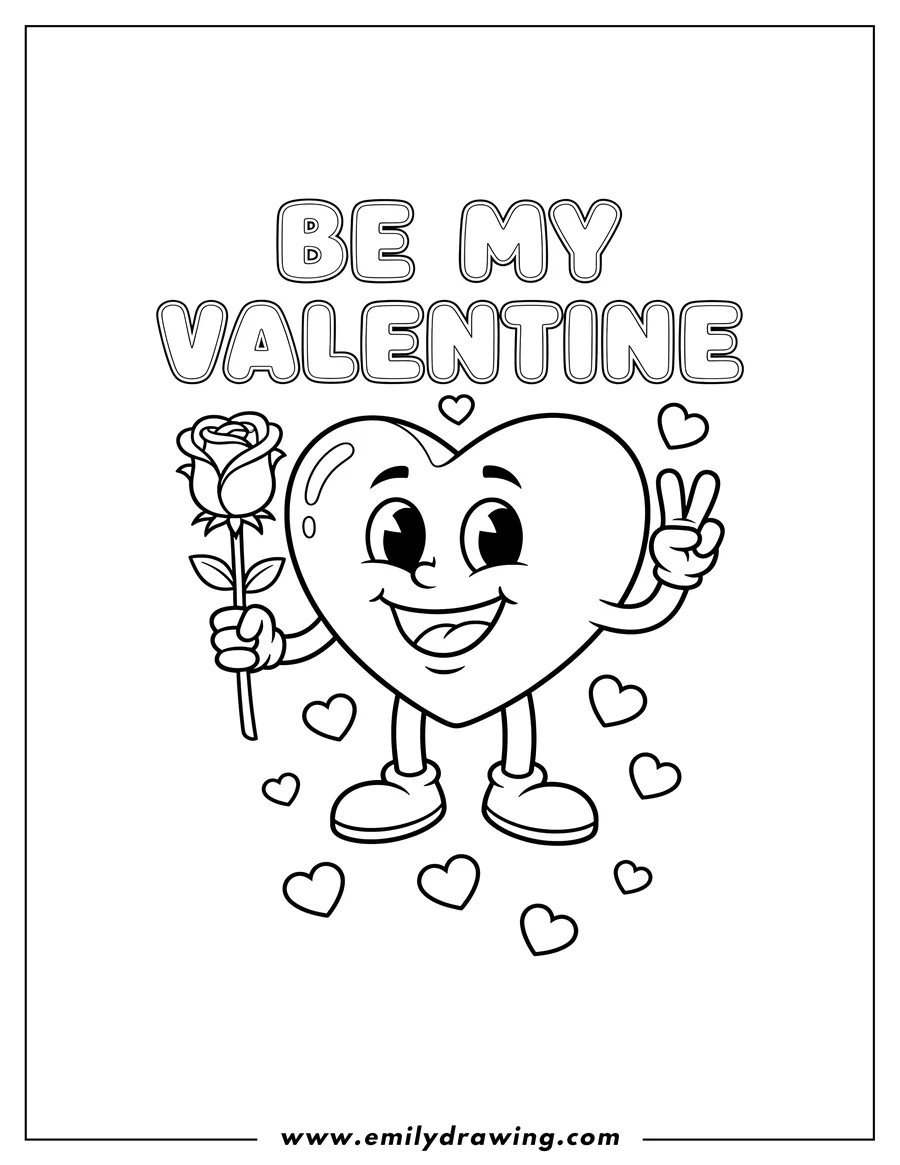 Printable coloring page of heart Character