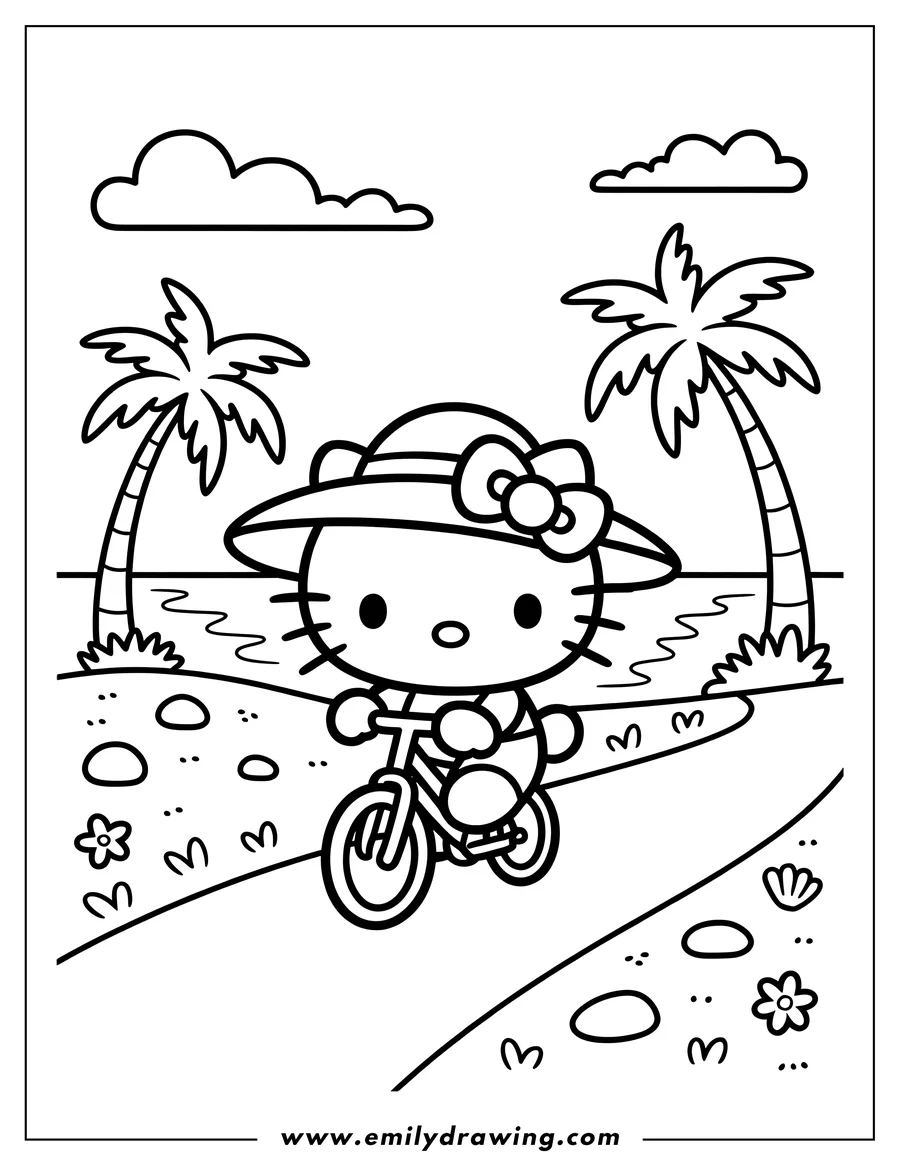 Coloring sheet featuring hello Kitty
