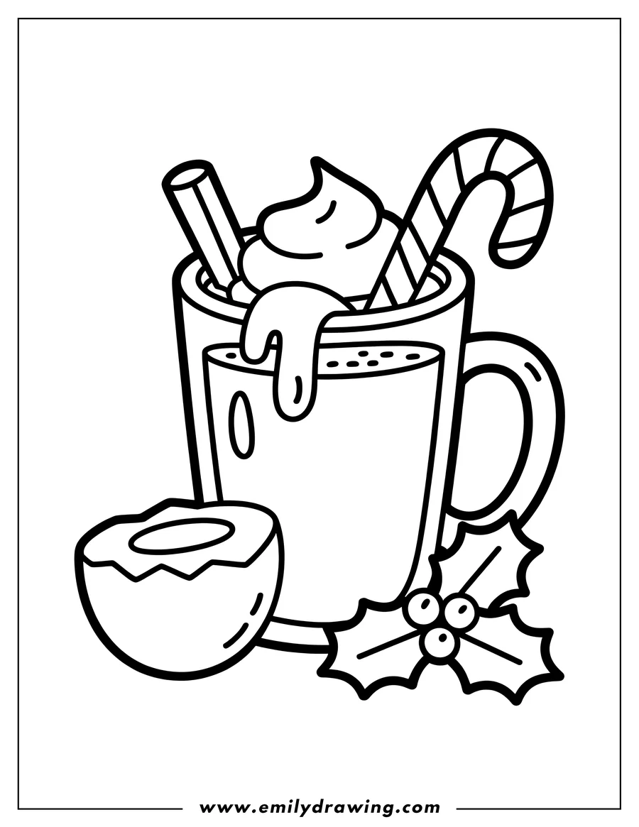 Printable coloring page of hot Cocoa Mug