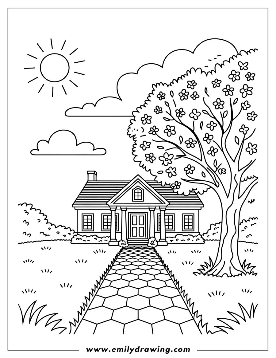 Vector style outline of house
