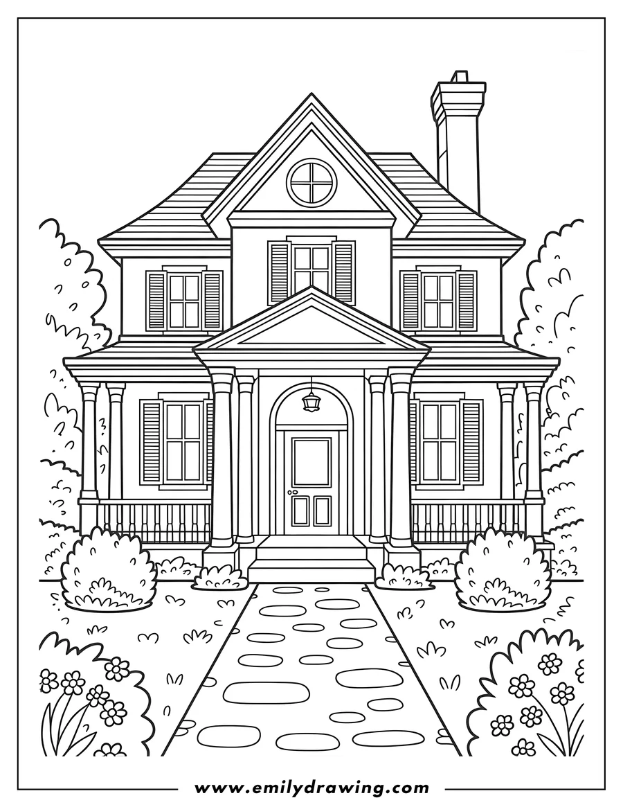 Printable coloring page of house