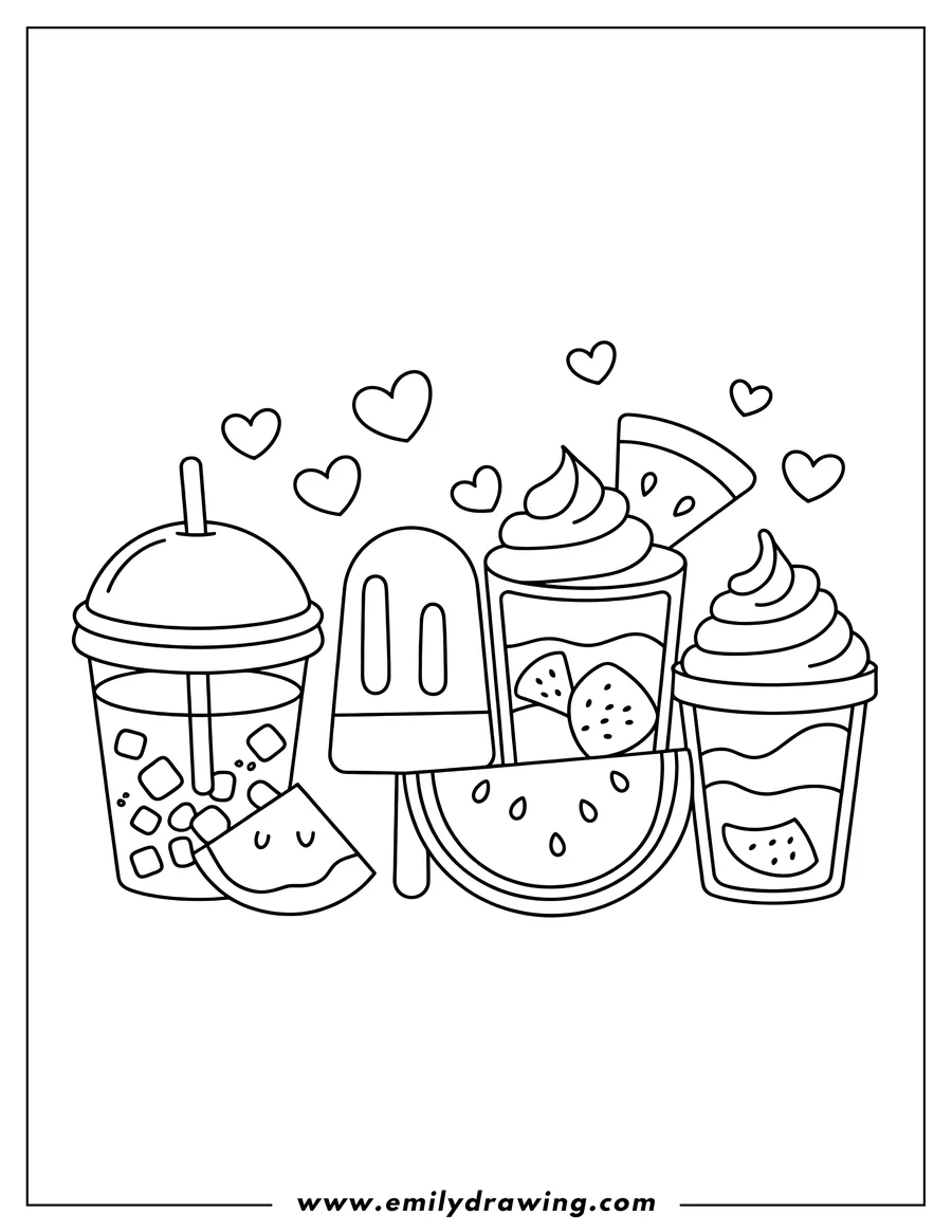 Simple sketch of iced Drink to color