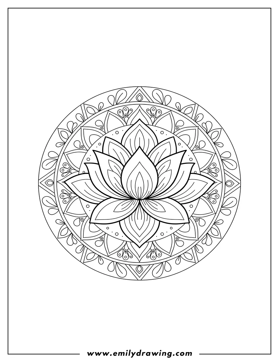 Printable coloring page of intricate Lotus Tattoo, mandala style