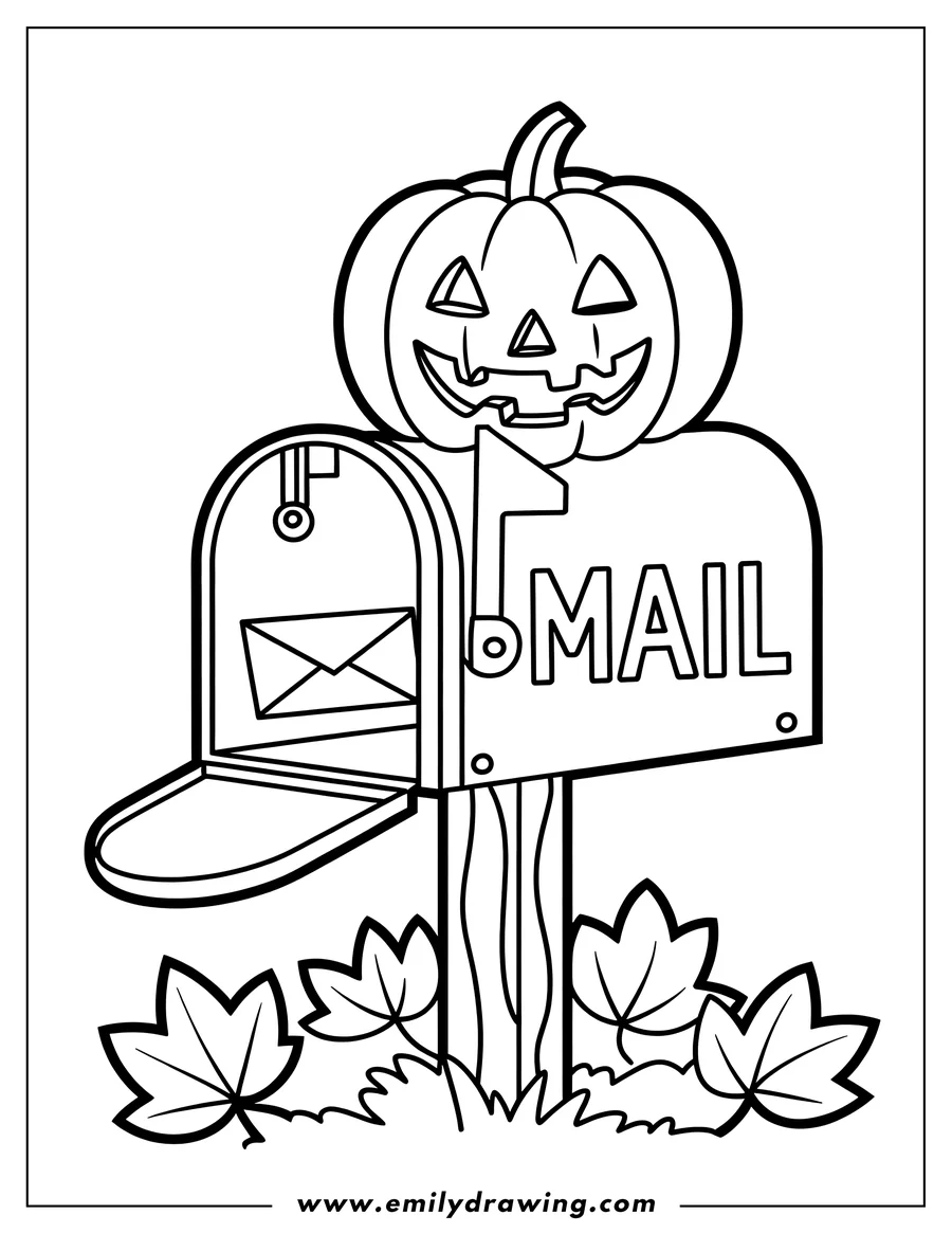 PDF style coloring page: jack-o'-lantern