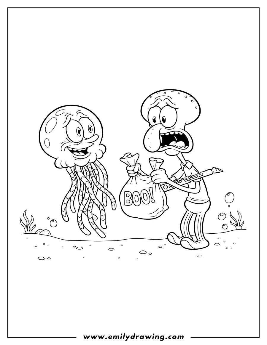 Squidward Coloring Pages Emily Drawing
